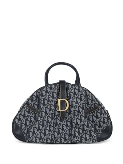 Pre-owned Dior 2002 Trotter Saddle Tote Bag In Blue