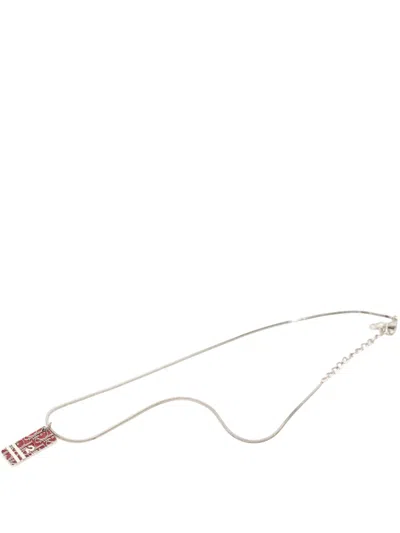Pre-owned Dior 2002-2004 Brass Enamel Trotter Plate Pendant Necklace Costume Necklace In Red