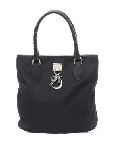 Pre-owned Dior 2002-2006 Issimo Trotter Canvas Lovely Charm Tote Bag In Black