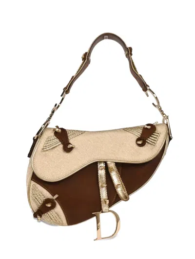 Pre-owned Dior 2003 Applique Leather Saddle Handbag