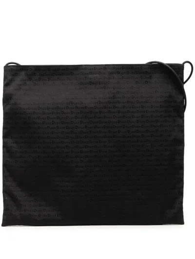 Pre-owned Dior 2003 Canvas Logo Crossbody Bag In Black