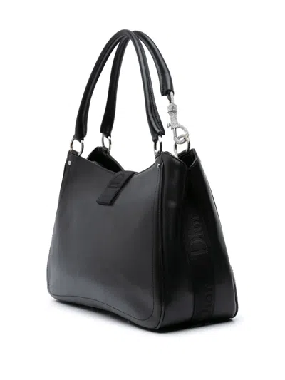 Pre-owned Dior 2003 Coated Canvas Crystal Hardcore Handbag In Black