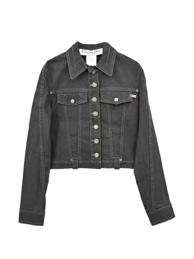 Pre-owned Dior 2003 Contrast-stitch Denim Jacket In Black