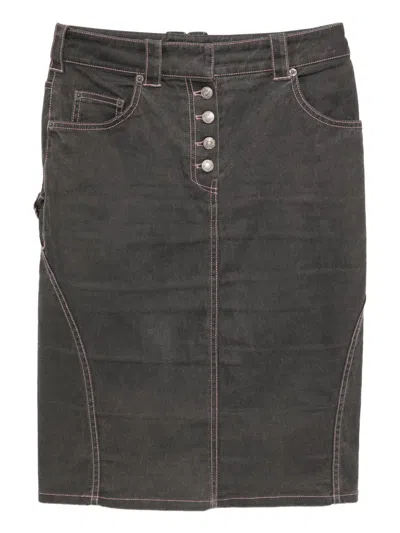 Pre-owned Dior 2003 Denim Skirt In Black