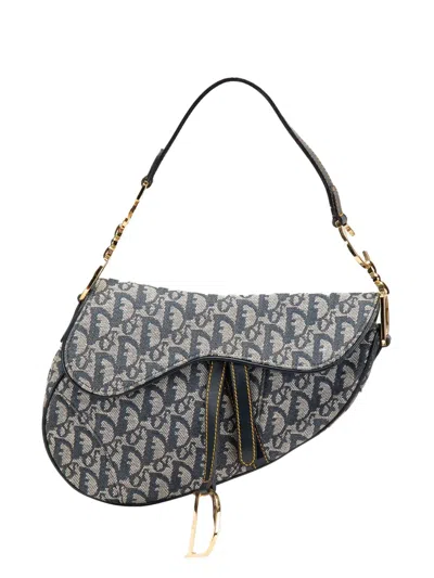 Pre-owned Dior 2003 Issimo Canvas Saddle Bag Shoulder Bag In Blue