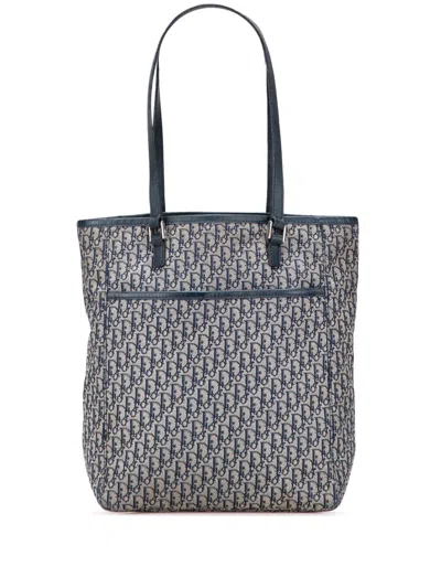 Pre-owned Dior 2003 Issimo Trotter Canvas Tote Bag In Blue