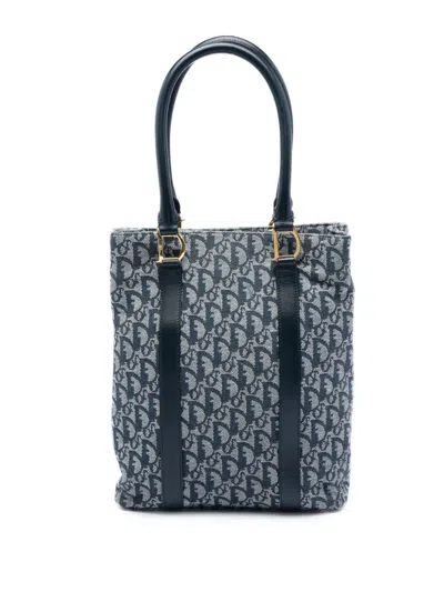 Pre-owned Dior 2003 Issimo Trotter Canvas Tote Bag In Blue