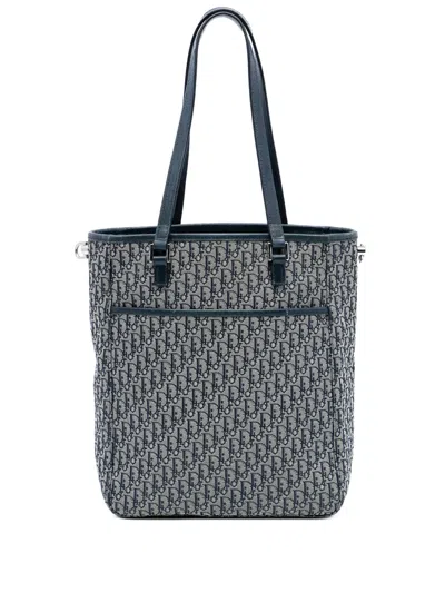Pre-owned Dior 2003 Issimo Trotter Canvas Tote Satchel In Blue