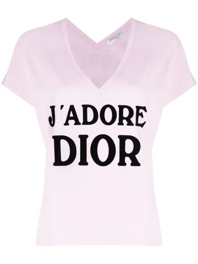 Pre-owned Dior 2003 J'adore  V-neck T-shirt In Pink