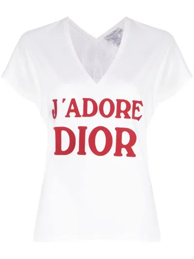 Pre-owned Dior 2003 J'adore  V-neck T-shirt In White