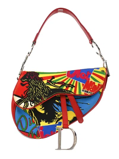 Pre-owned Dior 2003 Mania Saddle Handbag In Red