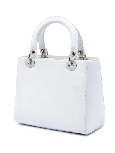 Pre-owned Dior 2003 Medium Calfskin Lady  Satchel In White