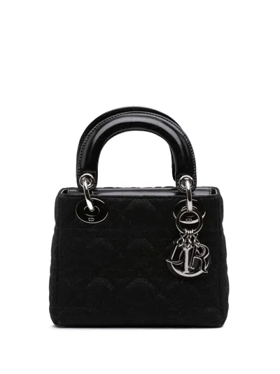 Pre-owned Dior 2003 Mini Knit Cannage Lady  Satchel In Black