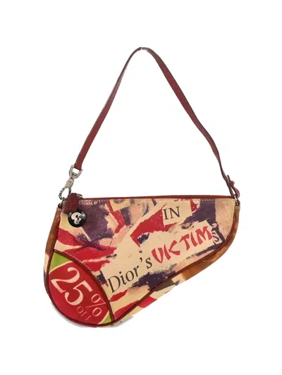 Pre-owned Dior 2003 Print Saddle Shoulder Bag In Neutral