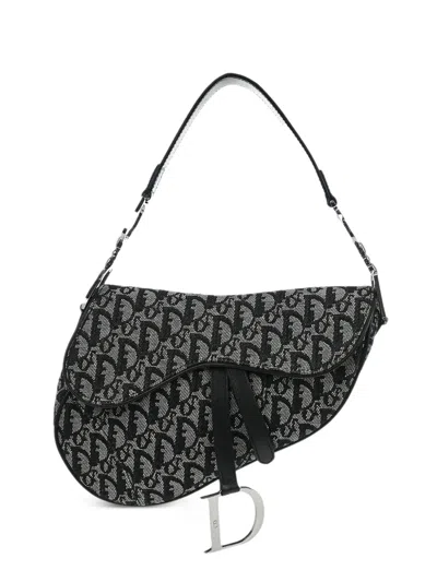 Pre-owned Dior 2003 Saddle Canvas Tote Bag In Black