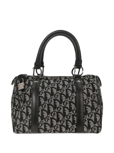 Pre-owned Dior 2003 Trotter Duffle Tote Bag In Black
