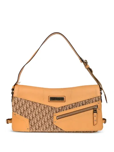 Pre-owned Dior 2003 Trotter Monogram Leather Shoulder Bag In Neutral