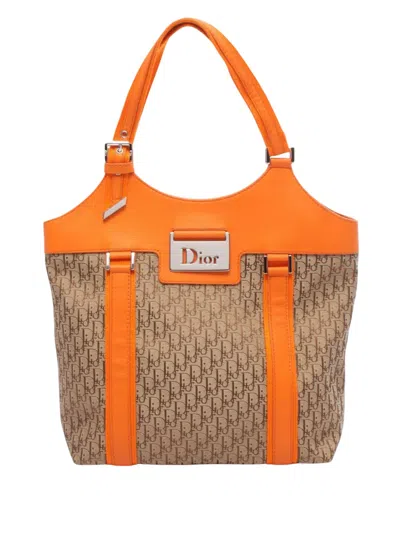 Pre-owned Dior 2003-2007 Issimo Trotter Canvas Street Chic Tote Bag In Neutral