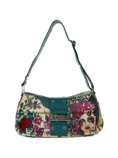 Pre-owned Dior 2004 Columbus Floral-print Tote Bag In Neutral
