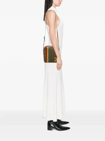 Pre-owned Dior 2004 Issimo Trotter Coated Canvas Rasta Crossbody Bag In Brown