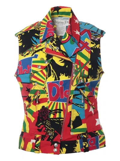 Pre-owned Dior 2004 Graphic-print Cotton Vest In Yellow