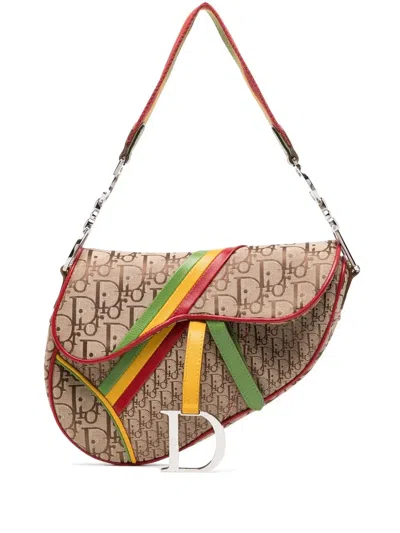 Pre-owned Dior 2004  Rasta Line Saddle Bag In Brown