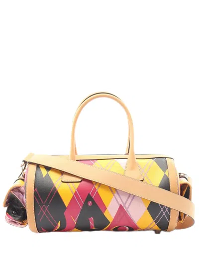 Pre-owned Dior 2004 Printed Coated Canvas Satchel In Brown