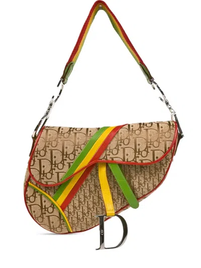 Pre-owned Dior 2004 Rasta Oblique Saddle Shoulder Bag In 中性色