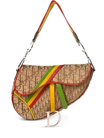 Pre-owned Dior 2004 Rasta Trotter Saddle Shoulder Bag In Neutral