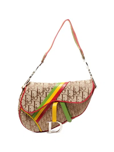 Pre-owned Dior 2004 Rasta Trotter Saddle Shoulder Bag In Neutral