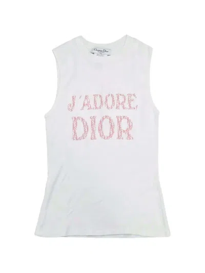 Pre-owned Dior 2004 Trotter-print Tank Top In White
