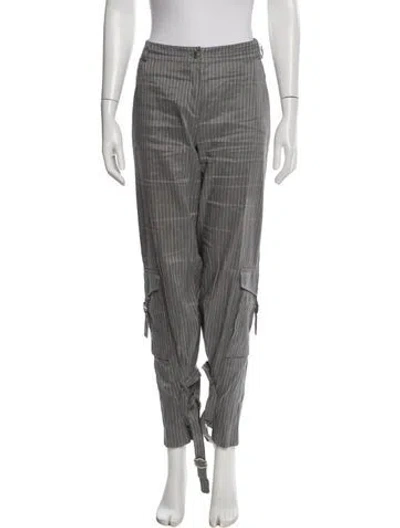 Pre-owned Dior 2004 Vintage Striped Pants In Gray