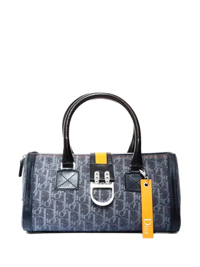 Pre-owned Dior 2005 Boston Trotter Logo Tote Bag In Blue