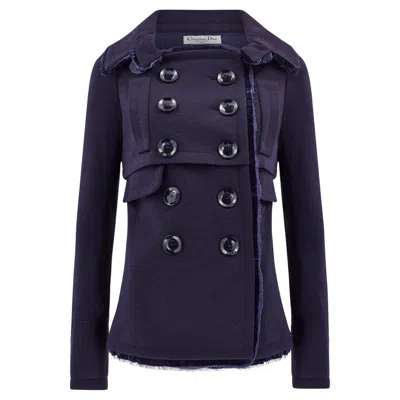 Pre-owned Dior 2005 Christian  Purple Waterfall Double-breasted Jacket With Velvet Trim