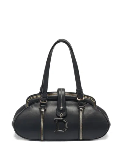Pre-owned Dior 2005 Detective Frame Leather Tote Bag In Black