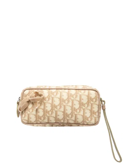 Pre-owned Dior 2005 Issimo Trotter Coated Canvas Romantique Pouch In Neutral