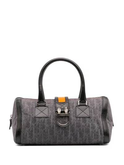 Pre-owned Dior 2005 Issimo Trotter Denim Flight Boston Bag In Blue
