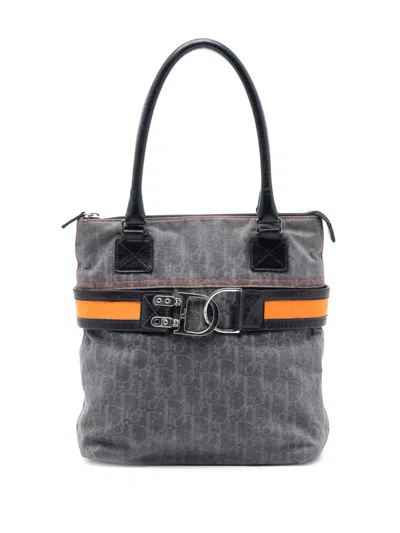 Pre-owned Dior 2005 Issimo Trotter Denim Flight Tote Bag In Blue
