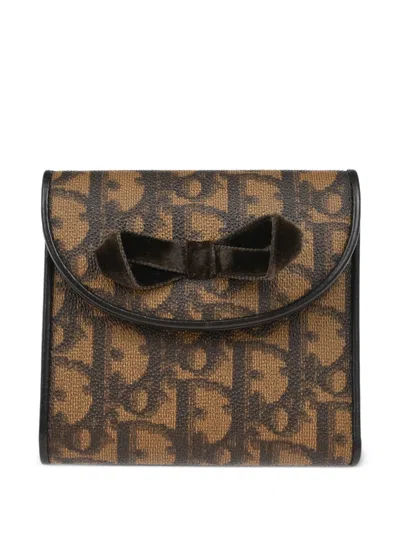 Pre-owned Dior 2005 Trotter Bow Wallet In Brown