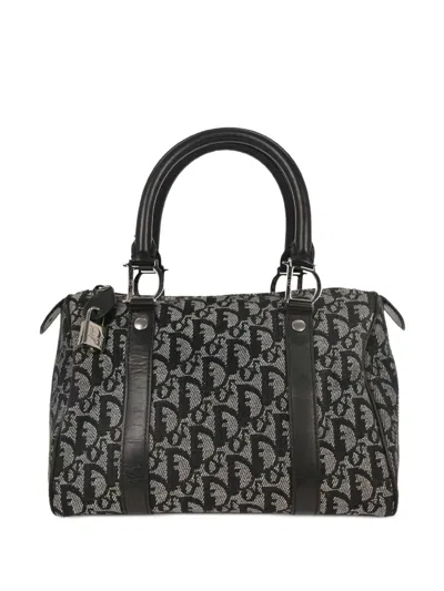 Pre-owned Dior 2005 Trotter Duffle Tote Bag In Black