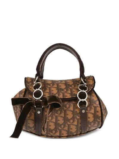 Pre-owned Dior 2005 Trotter Romantic Tote Bag In Brown