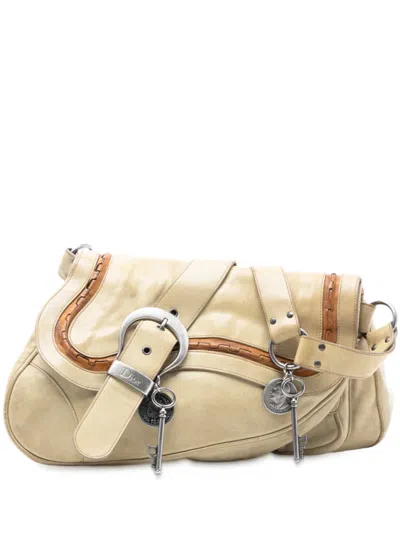 Pre-owned Dior 2006 Calfskin Gaucho Double Saddle Shoulder Bag In Brown