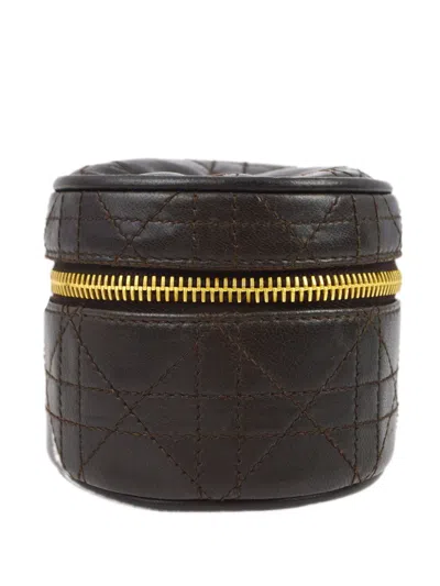 Pre-owned Dior 2006 Cannage Cosmetic Pouch In Brown