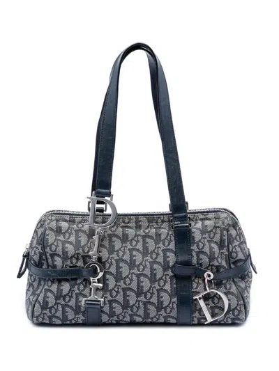 Pre-owned Dior 2006 Issimo Trotter Canvas D Charm Shoulder Bag In Blue