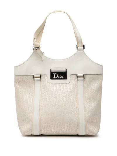 Pre-owned Dior 2006 Issimo Trotter Canvas Street Chic Tote Bag In White