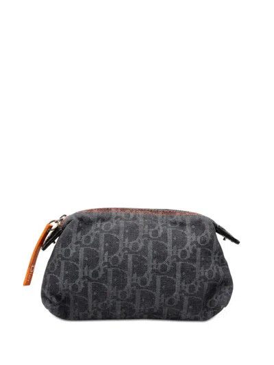 Pre-owned Dior 2006 Issimo Trotter Denim Flight Cosmetic Pouch In Blue