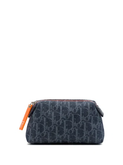 Pre-owned Dior 2006 Issimo Trotter Denim Flight Cosmetic Pouch In Blue