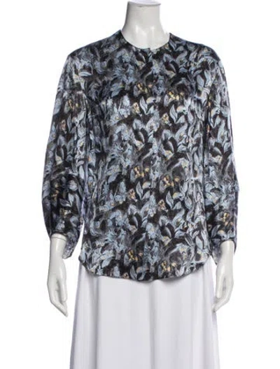 Pre-owned Dior 2006 Floral Print Top In Blue