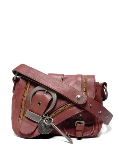 Pre-owned Dior 2006 Gaucho Buckle Leather Shoulder Bag In Red