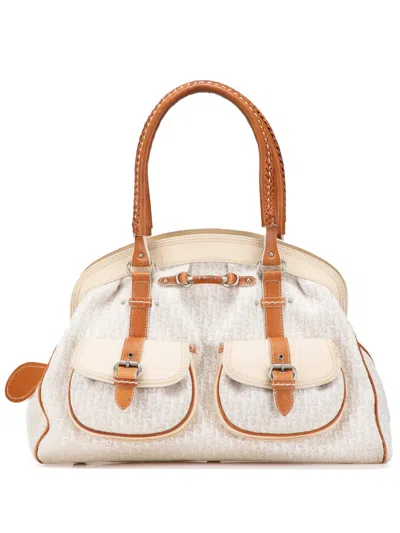 Pre-owned Dior 2006 Large Issimo Trotter Canvas My  Frame Pocket Handbag In Brown